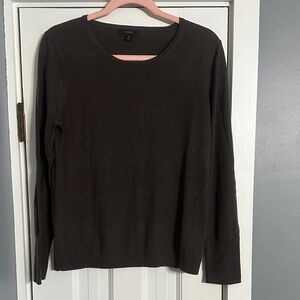 J. Crew Women's Dark Brown 💯 Merino Wool Crewneck Sweater